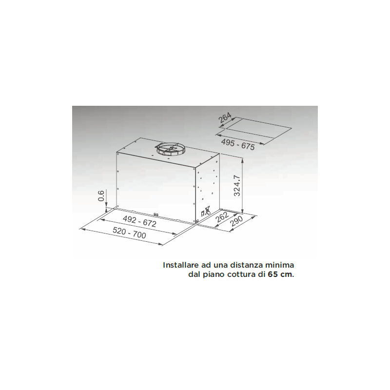 FABER 305.0665.355 Cappa Aspirante Ad Incasso INKA LUX EVO BK MATT A52  620 M³/h Classe B  nero Opaco