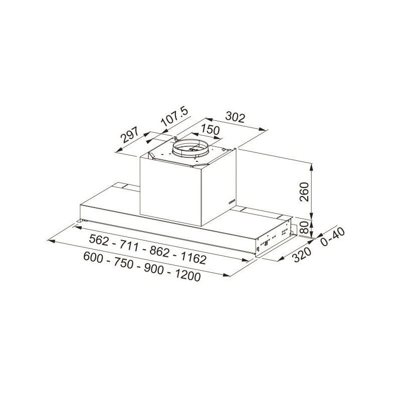 FABER 305.0703.269 Cappa Aspirante Ad Incasso IN-NOVA DRIP LITE A120 670 M³/h Classe B Acciaio Inox Con Veletta Bianca