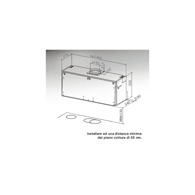FABER 310.0685.182 Cappa Aspirante Sottopensile 106/35 PLUS SRM LG A86/3  450 M³/h Classe C  Grigio Chiaro