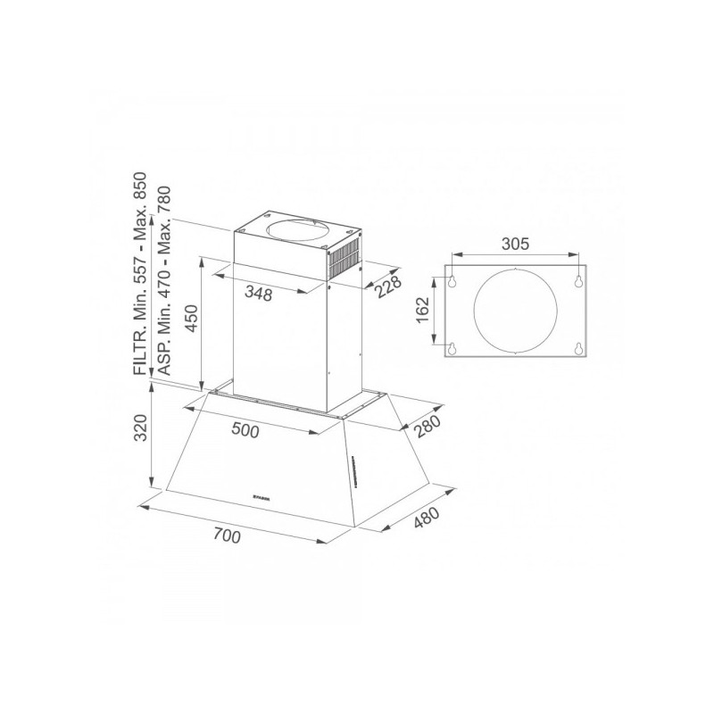 Faber 321.0666.588 Cappa Isola 70 Cm CHLOE’ ISOLA CI A70 - Nero Ghisa
