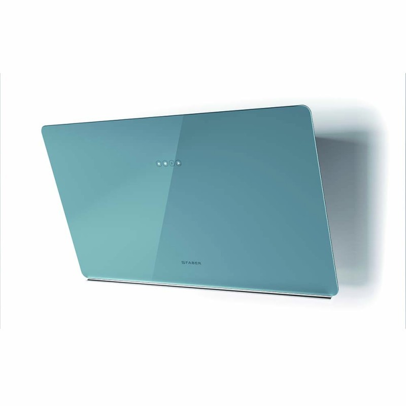 FABER 330.0615.675 cappa aspirante a parete glam ligth zero drip db a80 730m³/h classe b vetro blu polvere opaco