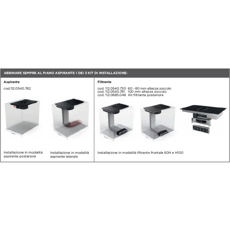 FABER 340.0679.890 Cappa GALILEO Integrata Al Piano Cottura A Induzione  GALILEO HE BK GLASS NG A83