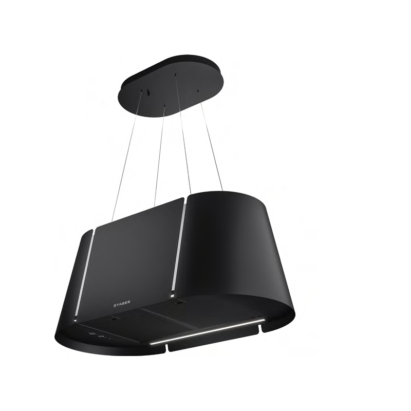 FABER 345.0698.955 Cappa ad isola BEAT XL BK MATT F80 750m3/h classe A Nero opaco