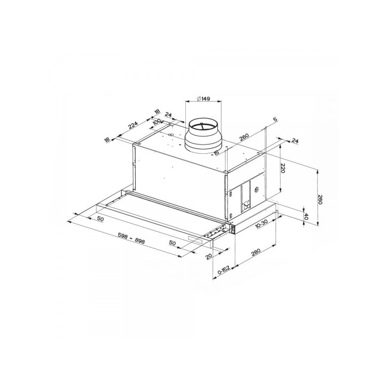 FABER Cappa Aspirante Incasso Sottopensile 90 Cm MAXIMA NG TOUCH EV8 LED X A90 315.0635.147 - Alluminio - Frontale Inox