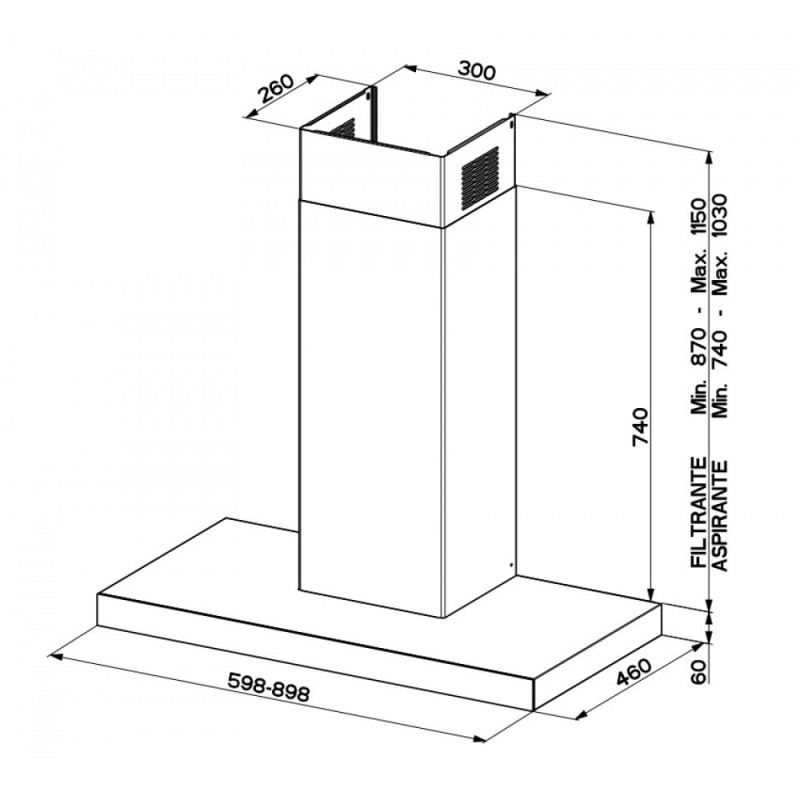 Faber Cappa Cucina A Parete 90 Cm Finitura T-DARK A90 NG 325.0652.937 Acciaio Inox Nero