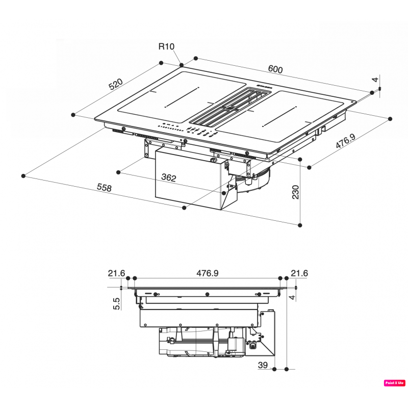 FABER GALILEO SMART BK Piano Cottura A Induzione Con Cappa Integrata 60 Cm + Kit 340.0627.228 - Vetro Nero