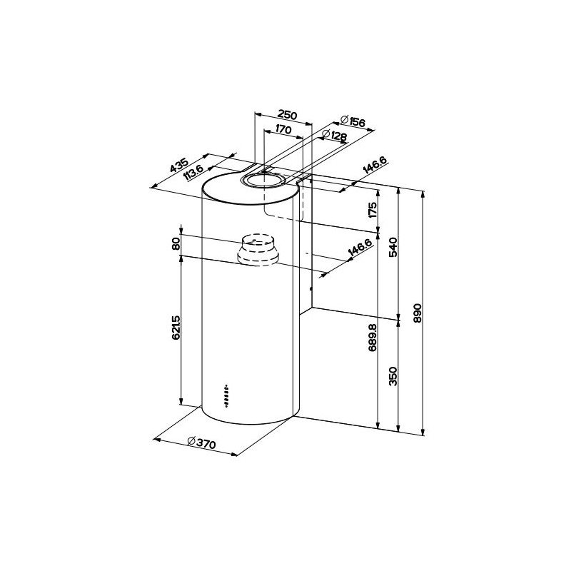 FABER S.p.A. Cylindra Plus WH GLOSS A37 Cappa Aspirante A Parete Bianco 680 M³/h