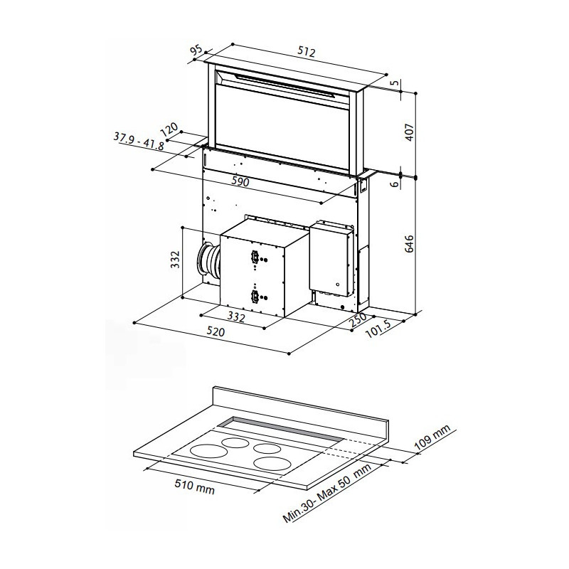 FABER S.p.A. Fabula Plus Evo+BK A60 Aspirazione Verso Il Basso Nero 630 M³/h B