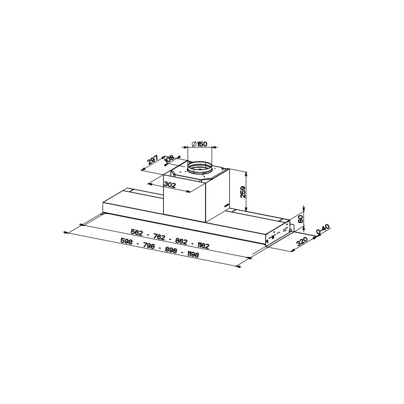 FABER S.p.A. In-Nova Premium BK M A120 Integrato Nero 670 M³/h