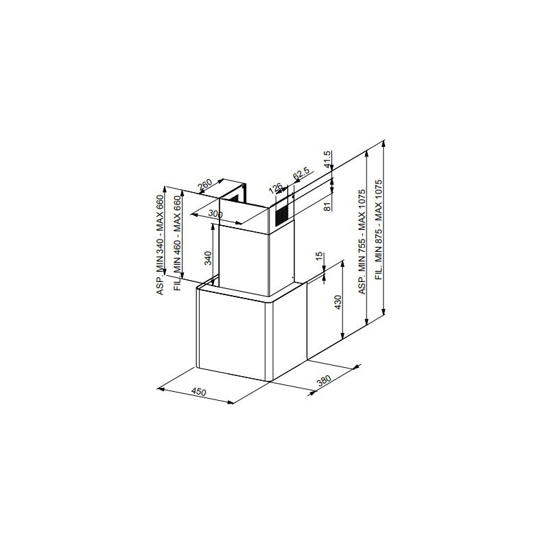 FABER S.p.A. Lithos EG6 WH Led A45 Cappa Aspirante A Parete Bianco 580 M³/h C