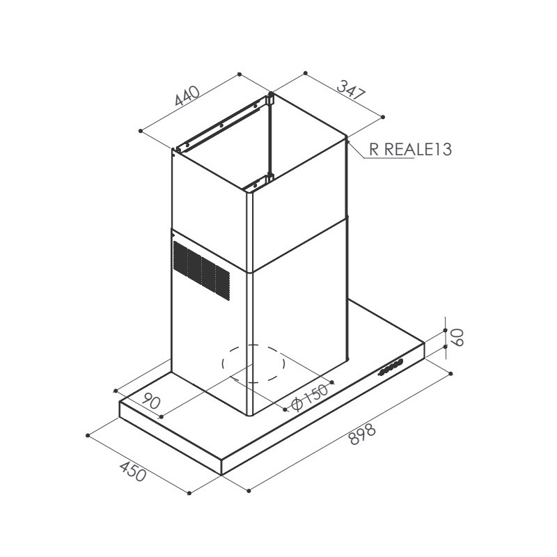 FABER S.p.A. LUFT X A90 Cappa Aspirante A Parete Argento 720 M³/h