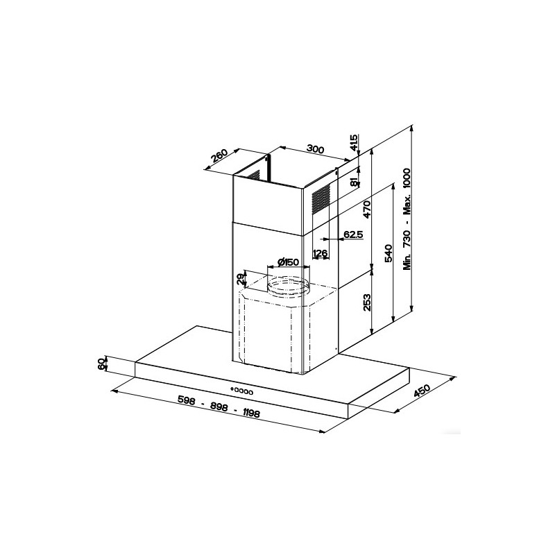 FABER S.p.A. Stilo Comfort BK Matt A120 Cappa aspirante a parete Nero 690 m³/h B