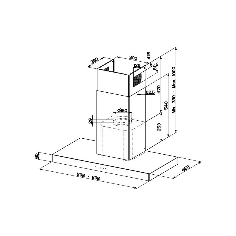FABER S.p.A. Stilo Glass Smart A60 Cappa Aspirante A Parete Acciaio Inox 690 M³/h B