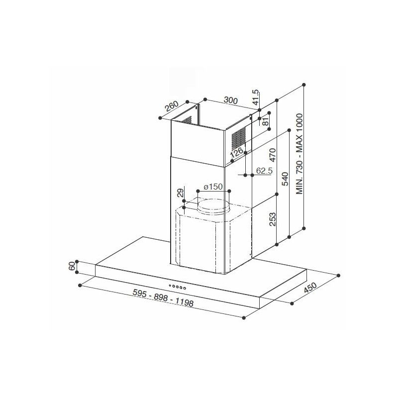 FABER S.p.A. Stilo Smart X A120 Cappa Aspirante A Parete Acciaio Inox 435 M³/h D