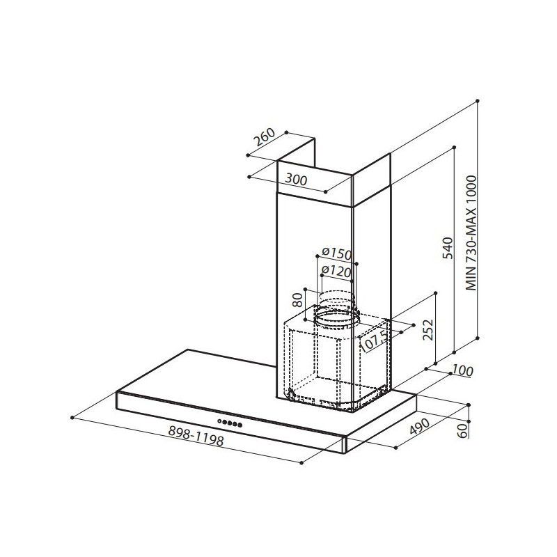 FABER S.p.A. Stilo SRM DX/SP A90 Cappa Aspirante A Parete Acciaio Inox 435 M³/h D