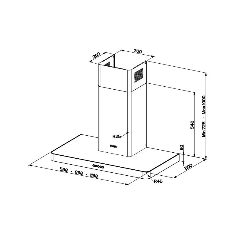 FABER S.p.A. T-Light WH Matt A90 Evo Cappa Aspirante A Parete Bianco 690 M³/h
