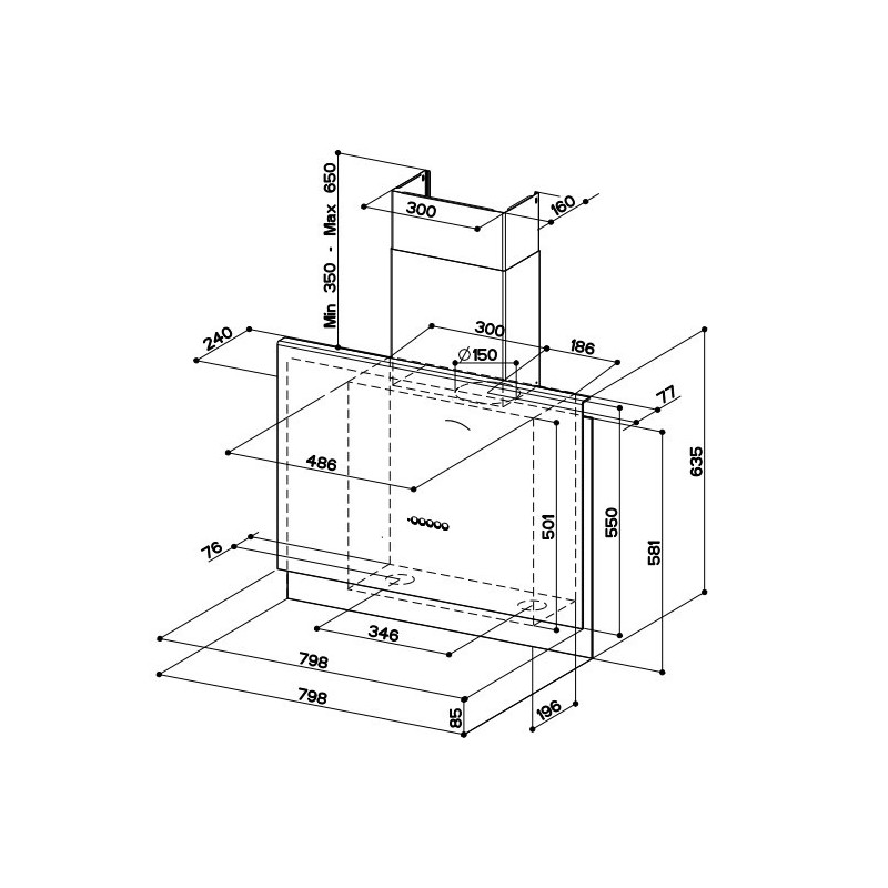FABER S.p.A. Talika CT A80 Cappa Aspirante A Parete Titanio 560 M³/h