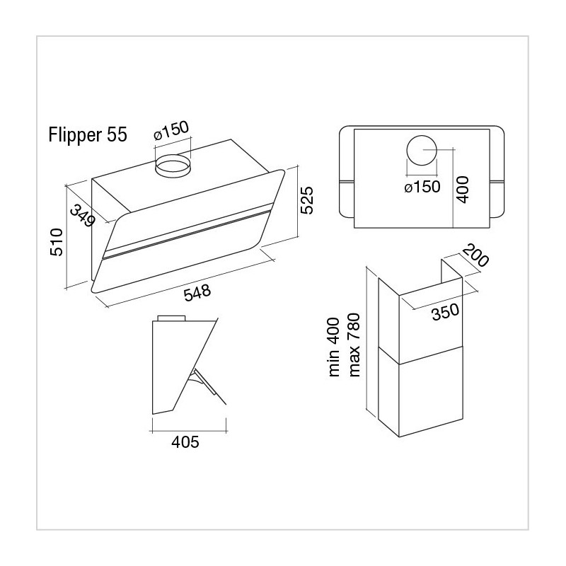 Falmec Flipper Cappa Aspirante A Parete Bianco 800 M³/h A