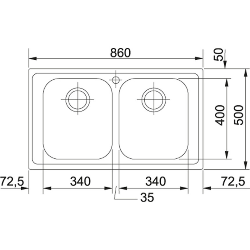 Franke AML 620 Lavello Montato Su Piano Rettangolare Acciaio Inox