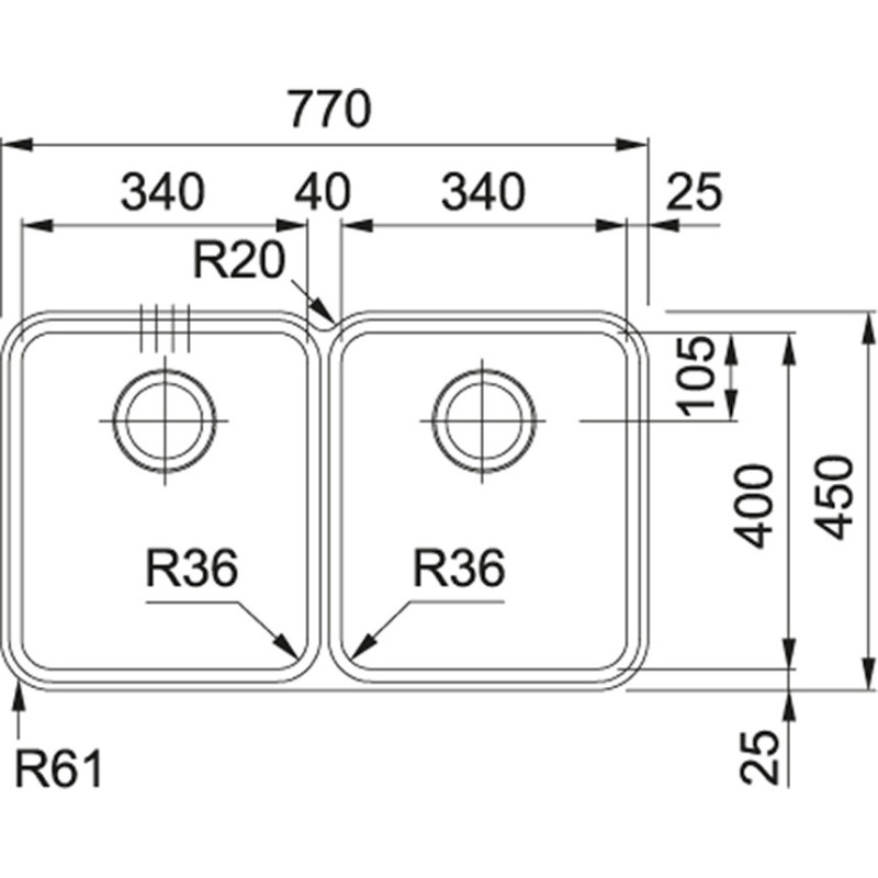 Franke Aton ANX 120 Lavello Ad Incasso Rettangolare Acciaio Inox
