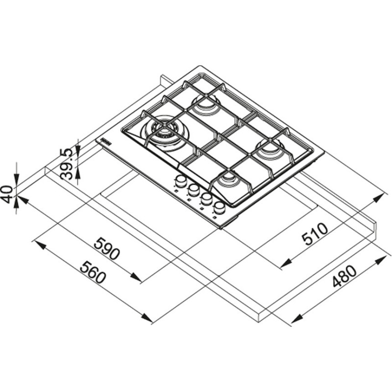 Franke FHNE 604 3G TC XS C Acciaio inox Da incasso 59 cm Gas 4 Fornello(i)
