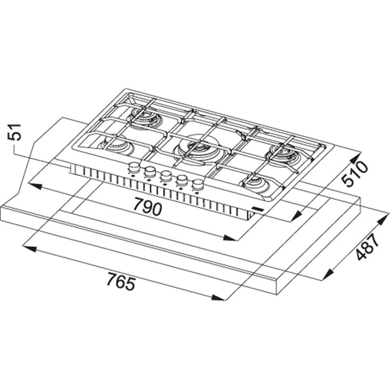 Franke FHNE 805 4G TC XS C Acciaio Inox Da Incasso 80 Cm Gas 5 Fornello(i)