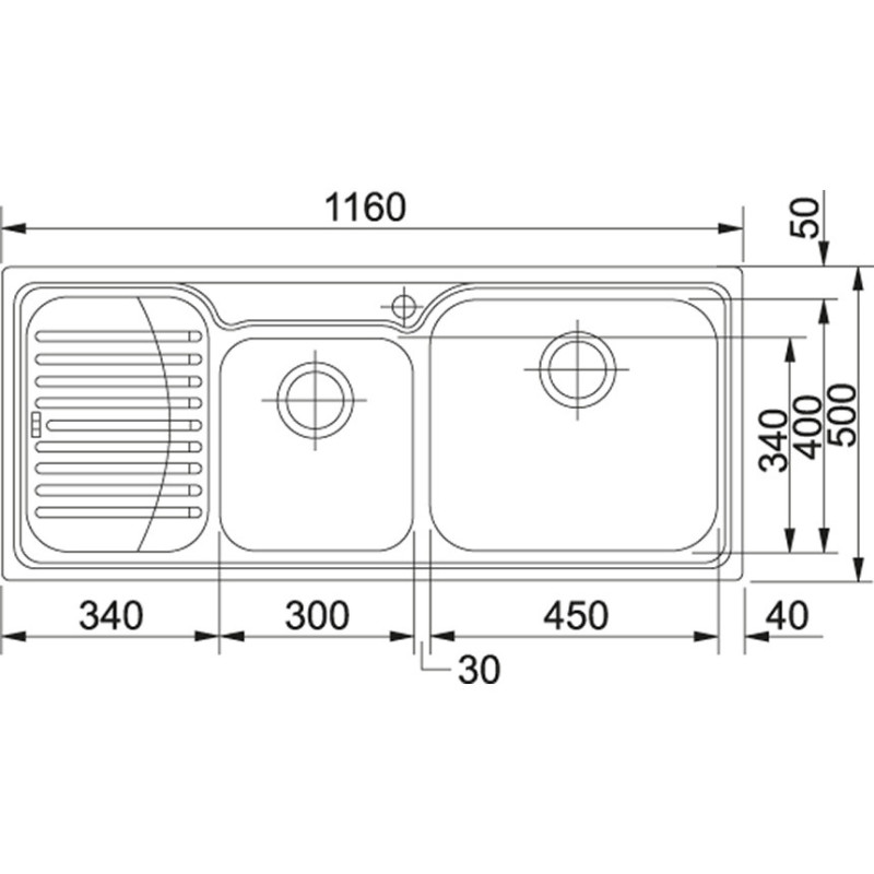 Franke Galassia GAX 621 Lavello Montato Su Piano Rettangolare Acciaio Inox