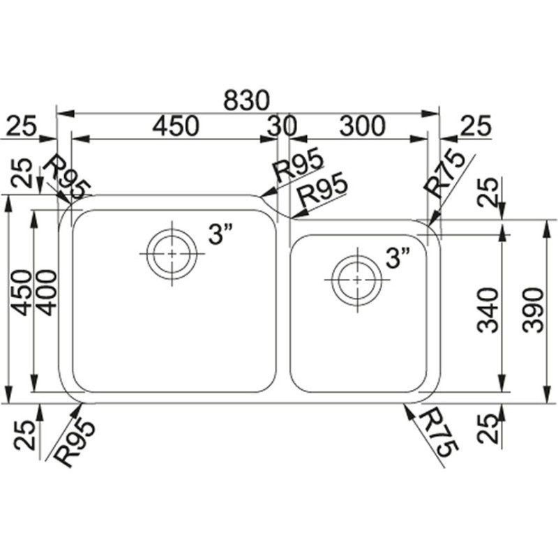 Franke GAX 120 Lavello Sottopiano Rettangolare