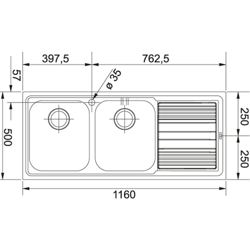 Franke LLX 621 Lavello montato su piano Rettangolare Acciaio inox