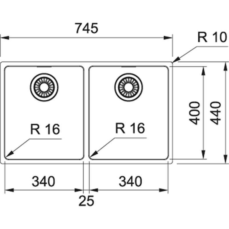 Franke Maris MRX 120-34-34 Lavello Sottopiano Rettangolare Acciaio Inox