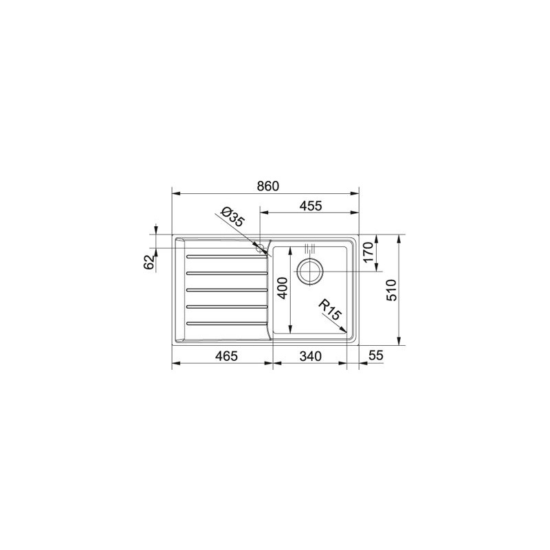 Franke Neptun Plus NPX 611 Lavello Montato Su Piano Rettangolare Acciaio Inox