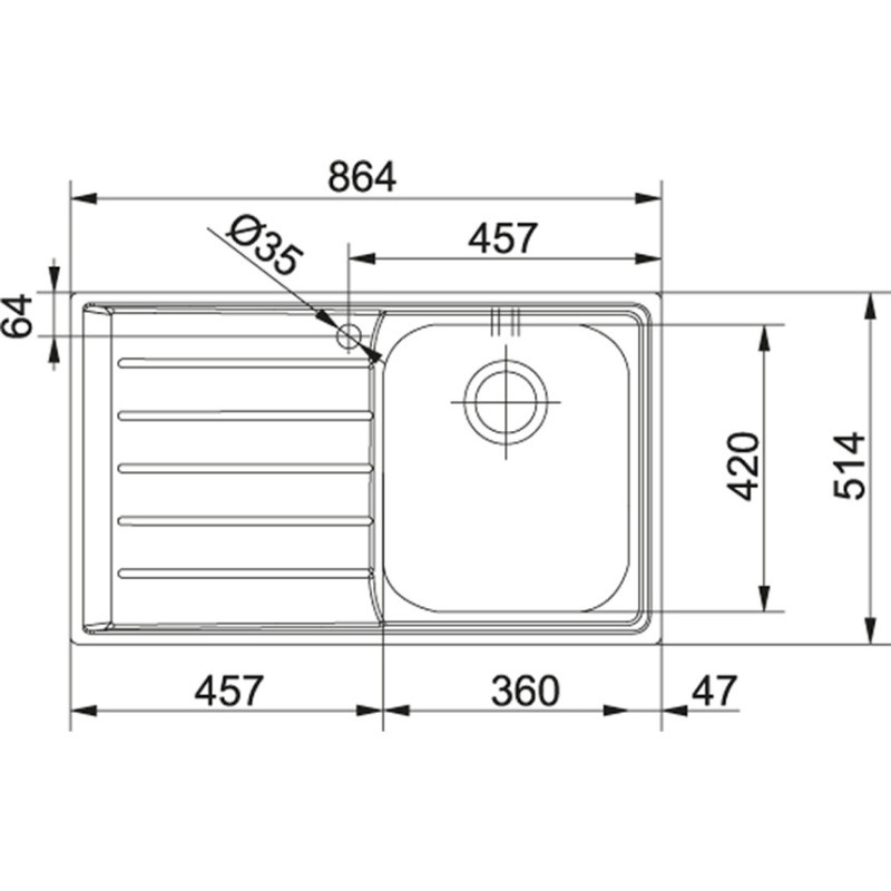 Franke Neptune Filotop NEX 211 Lavello Sottopiano Rettangolare