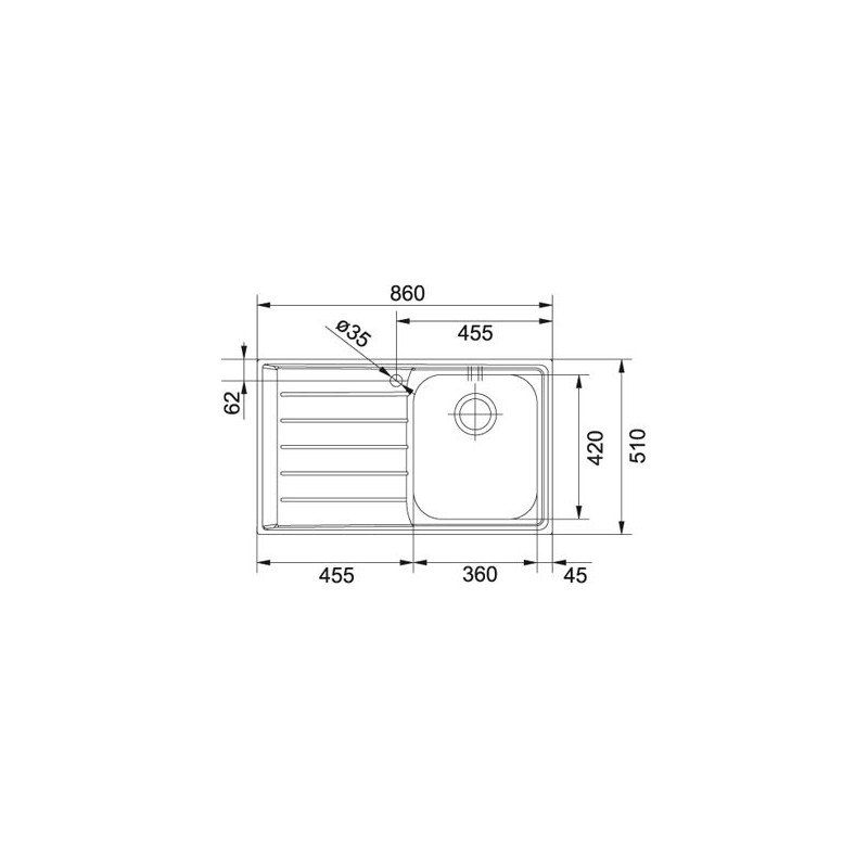Franke NET 611 Lavello Montato Su Piano Rettangolare