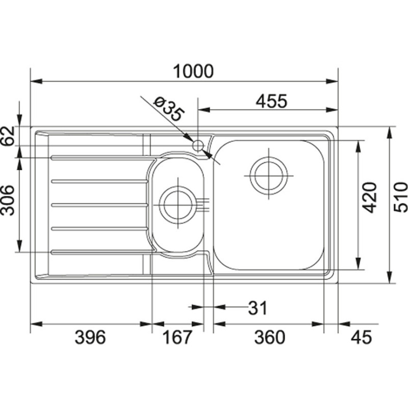 Franke NET 651 Lavello montato su piano Rettangolare Acciaio inox