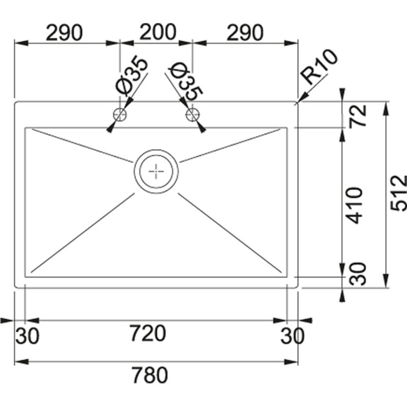 Franke PPX 210-78 TL Lavello Ad Incasso Rettangolare Acciaio Inox