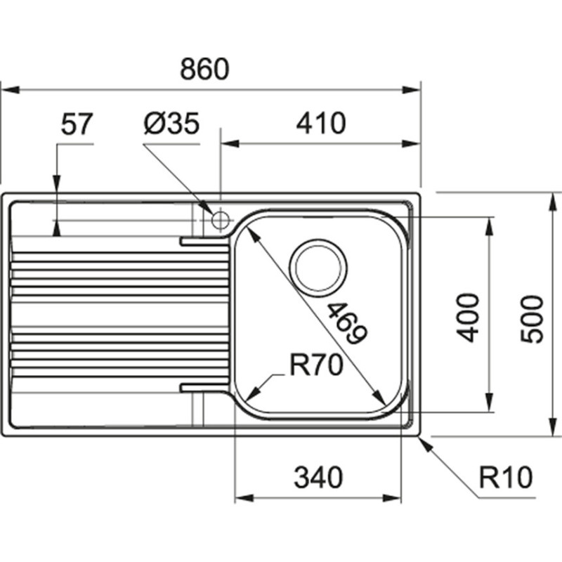 Franke Smart SRX 611-86 Lavello Ad Incasso Rettangolare Acciaio Inox