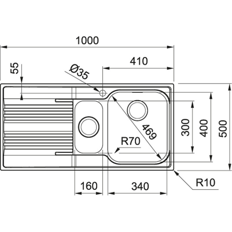 Franke Smart SRX 651 Lavello Ad Incasso Rettangolare Acciaio Inox
