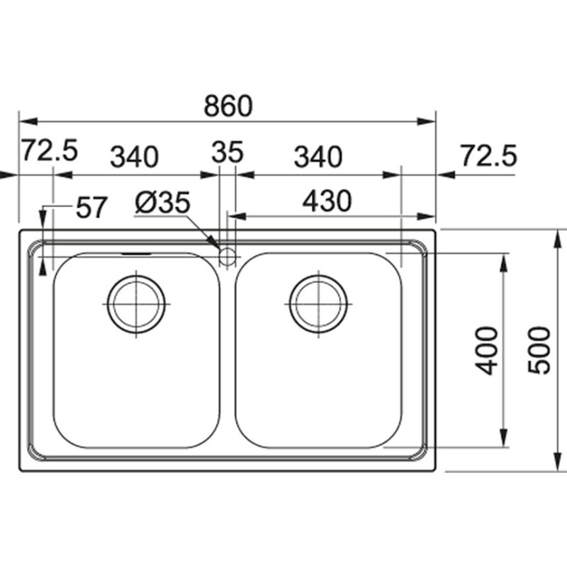 Franke SRX 620-86 Lavello Ad Incasso Rettangolare Acciaio Inox