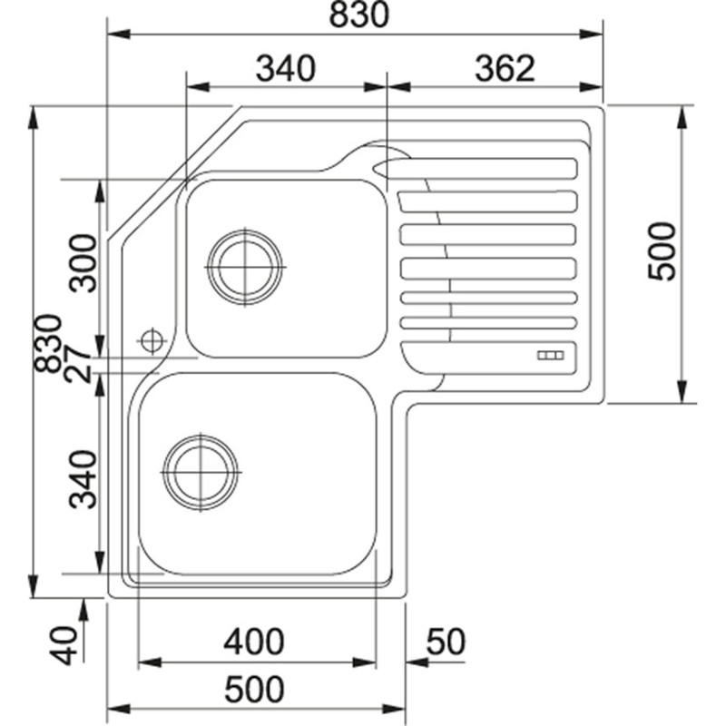 Franke STX 621-E Lavello montato su piano Angolo Acciaio inox