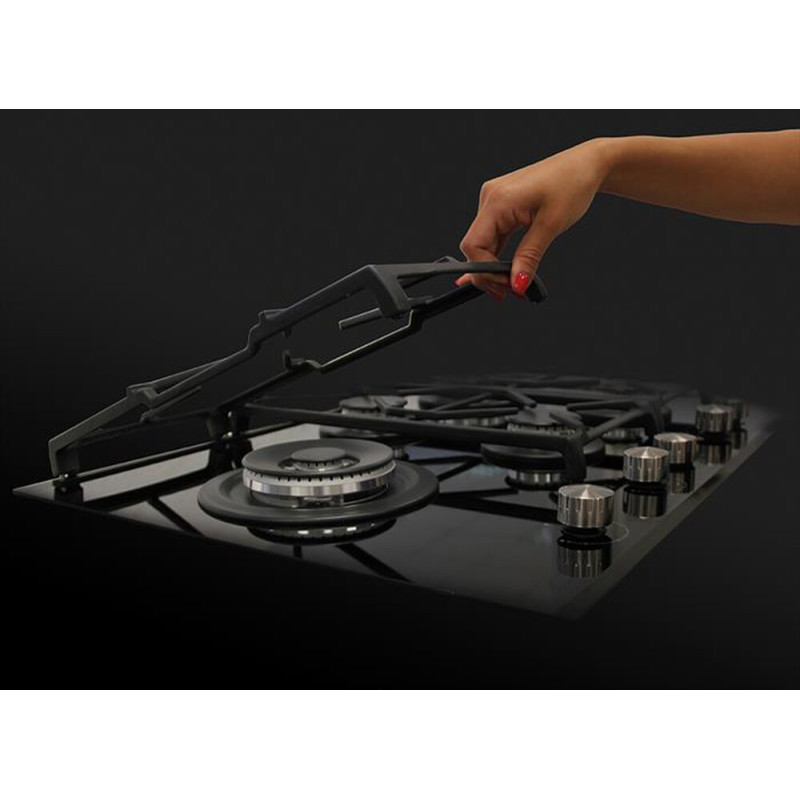 GLEM GAS GV95TXBK Piano Cottura Da Incasso 90cm 5 Fuochi Gas 1 Rapido - Vetro Nero