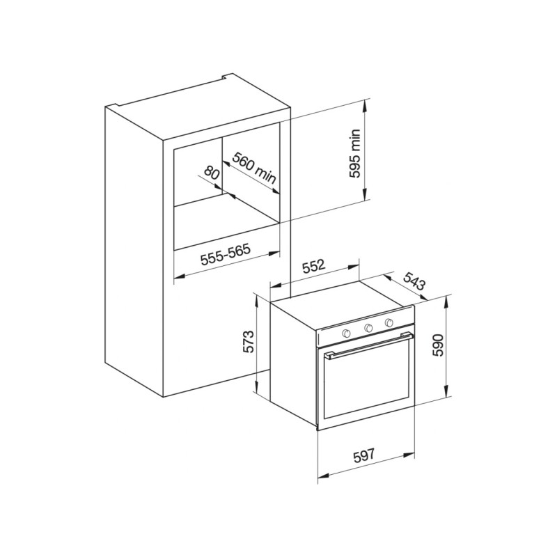 Glem GFXV21BK-S2 Forno Multifunzione Elettrico E A Gas Ventilato Cm. 60 - Nero
