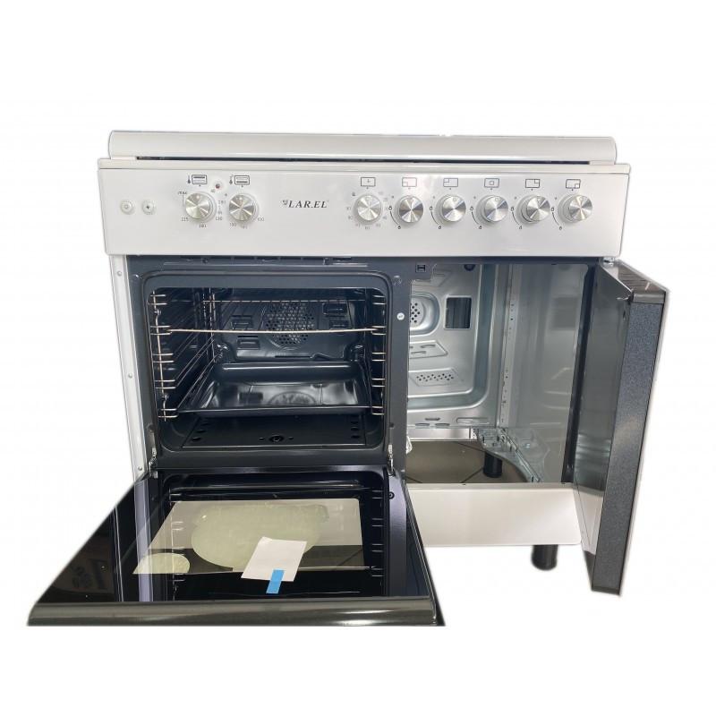 LAREL CUC.L90BT5GB Cucina Vintage 90x60 5 Fuochi Con Forno A Gas Grill - Bianco