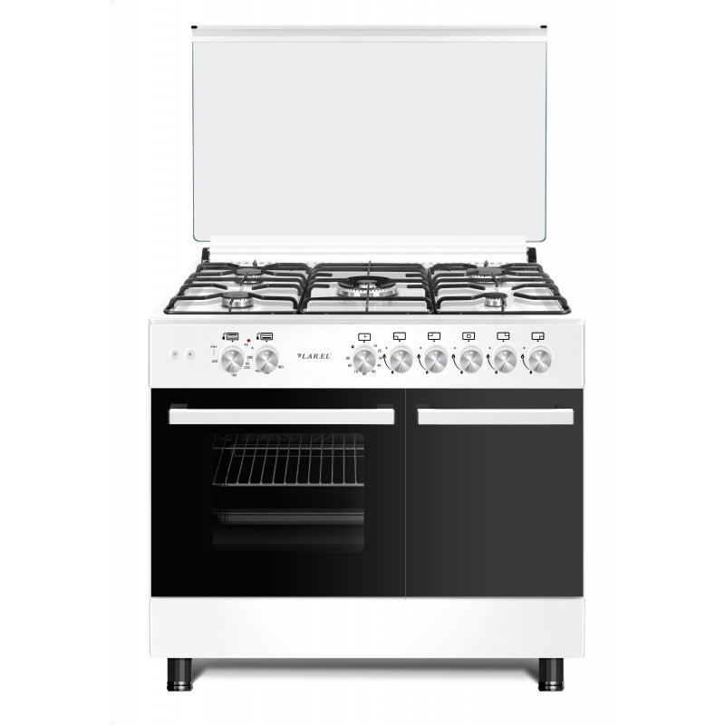 LAREL CUC.L90BT5GB Cucina Vintage 90x60 5 fuochi con Forno a Gas Grill - Bianco