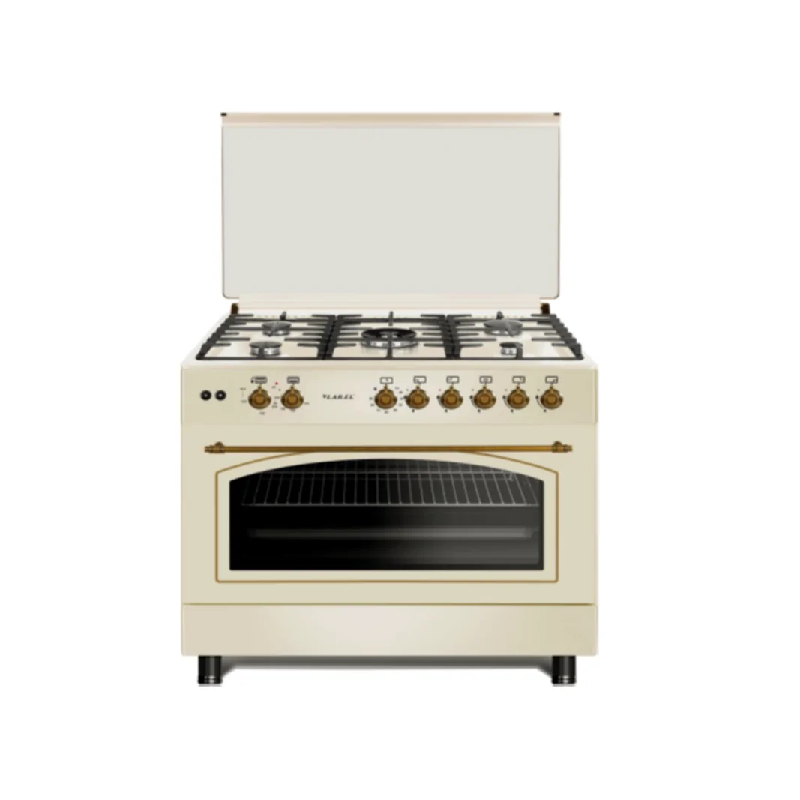 LAREL CUC.L90GR Cucina 90X60 - 5 Fuochi Coperchio Vetro Forno Gas Ventilato - Panna