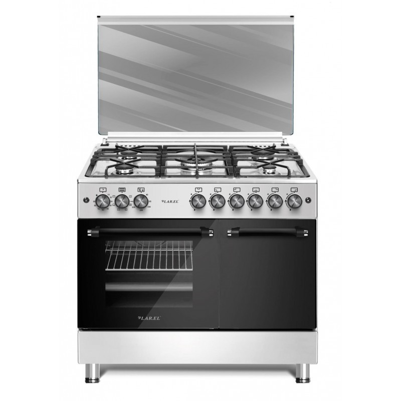 LAREL CUC.L90GXP Cucina 90X60 - Forno Gas Ventilato con PortaBombola - Inox