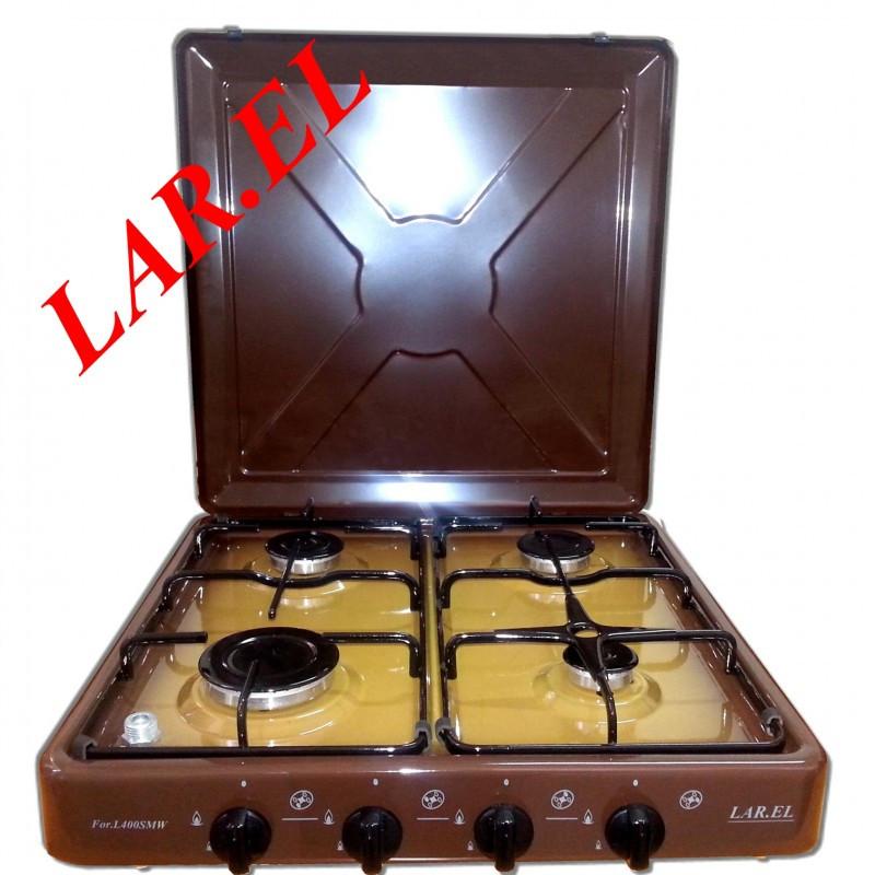 LAREL FOR.L400SM Fornello A Gas - Da Campeggio - 4 Fuochi - Marrone