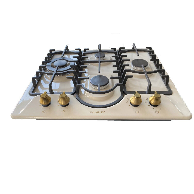 LAREL PIA.L848AG Piano Cottura a Gas 60 cm 4 Fuochi Griglie in Ghisa - Panna