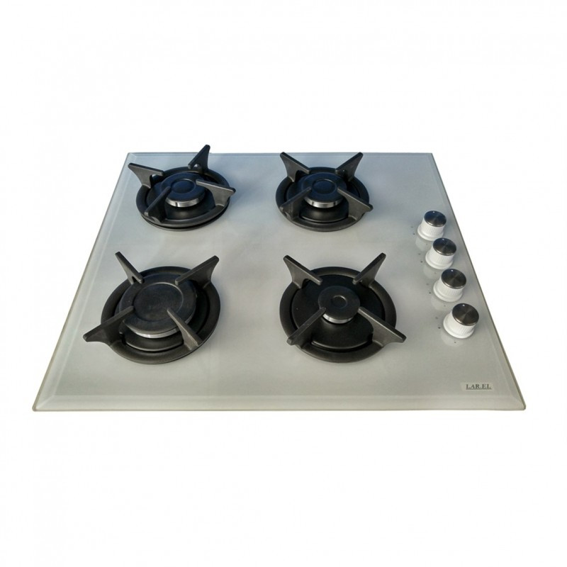 LAREL PIA.L848GB Piano Cottura A Gas 60 Cm 4 Fuochi Griglie In Ghisa - Vetro Bianco