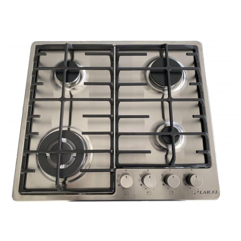 LAREL PIA.L848GX Piano Cottura A Gas 60 Cm 4 Fuochi Griglie In Ghisa - Inox
