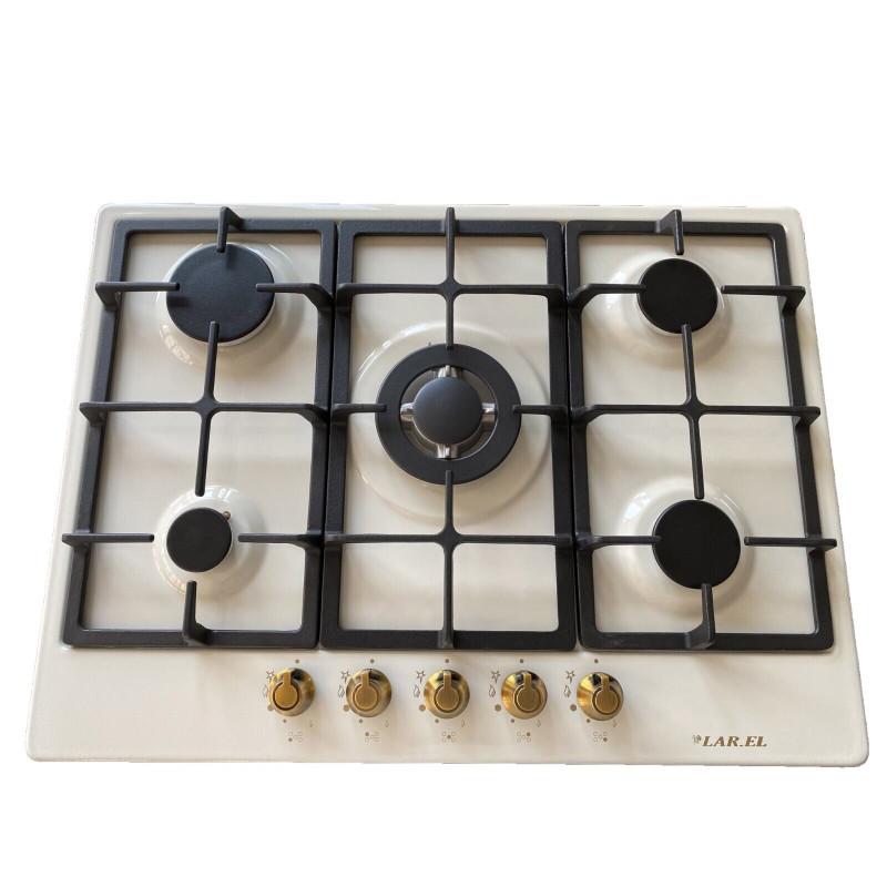 LAREL PIA.L858AG Piano Cottura A Gas 70 Cm 5 Fuochi Griglie In Ghisa - Panna